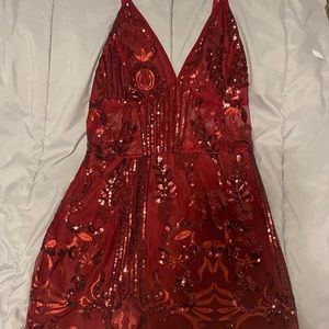 Burgundy/Red mini prettylittlething dress size 10